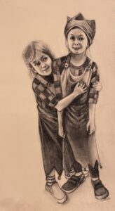 Christmas Elves Charcoal on paper