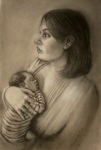 Eloise one Day Old Charcoal on rives 24x16