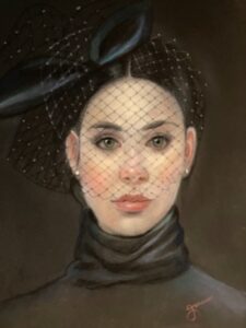 Lady in Black Pastel on textured paper Lost Creek Gallery SOLD