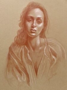 Linen Red charcoal on tinted paper