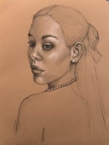 Pearls 14x16 Charcoal pencil