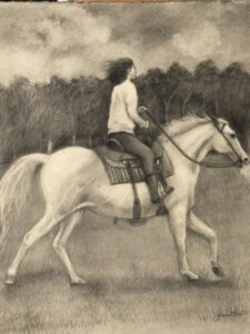 Riding Free Loose charcoal and charcoal pencil