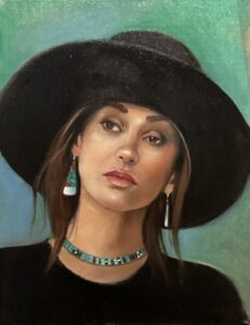 She Loves Turquoise Oil on linen panel 11x14